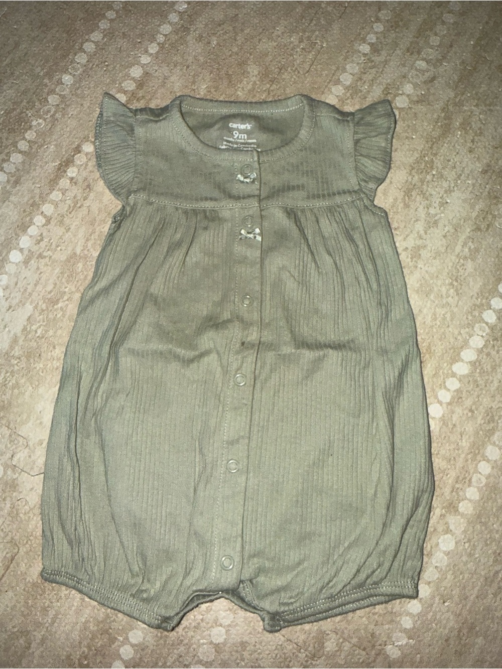 Carter's‎ Olive Ribbed Flutter-Sleeve Baby Romper